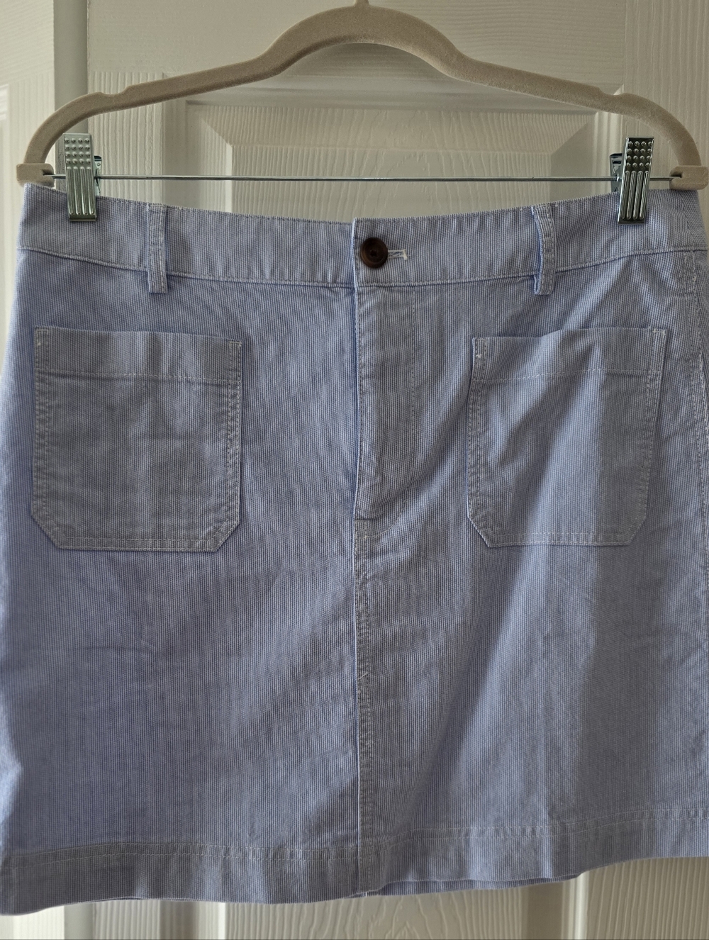 JCrew Light Blue Mini Skirt with Front Patch Pockets
